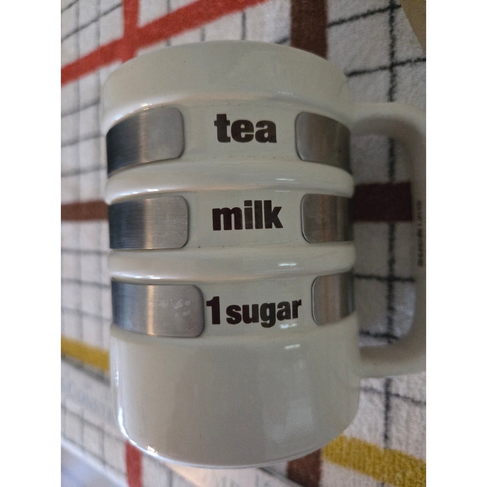 Vintage Drink Selector Mug White Ceramic Rotating Metal Bands Adjustable Coffee - Picture 5 of 11